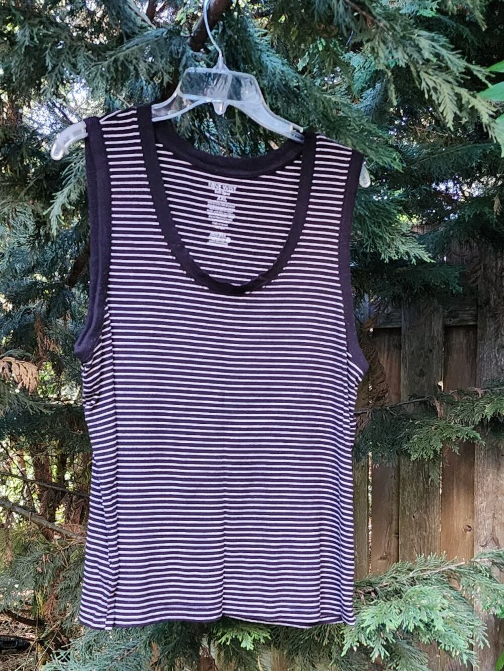 EUC Nine West XXL soft spun black and white striped modal tank top